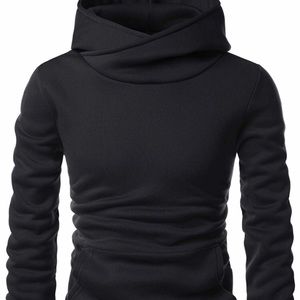 Funnel Neck Fleece Lined Hoodie | Black